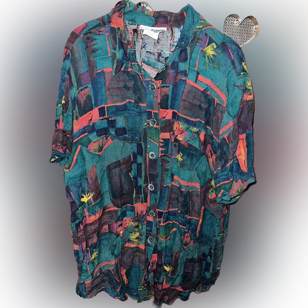 Vintage C.M. Shapes plus size button down blouse